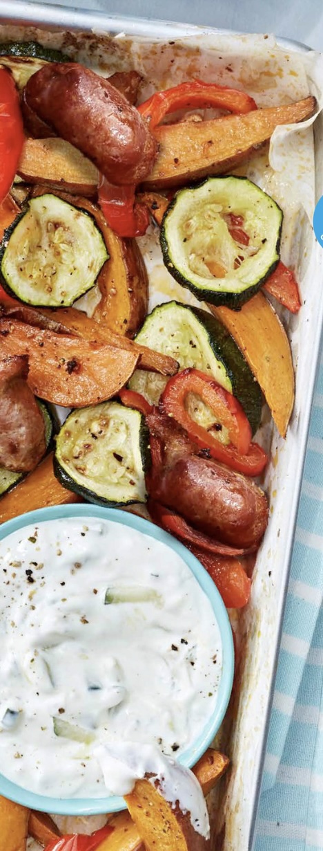 Publiceerde Traybake met zoete aardappelen en chorizo